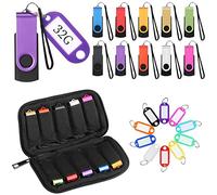 Confezione da 10 unità flash da 32 GB con cordini, portachiavi e custodia in metallo USB 2.0 per pollice, chiavette girevoli alla rinfusa, chiavette colorate per l'archiviazione dei dati