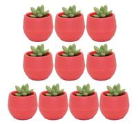 Confezione da 10 vasi da fiori in plastica da 7 cm, graziosi, con fori di drenaggio, per casa, ufficio, giardino, decorazione, multicolore (rosso)