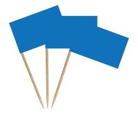 Confezione da 100 bandierine vuote per stuzzicadenti, piccole etichette fai da te, per cocktail, frutta, cupcake, decorazioni alimentari, colore blu