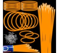 Confezione da 100 bastoncini fluorescenti arancioni da 55,9 cm, extra lunghi che si illuminano al buio, per braccialetti e collane ultra luminosi, per Halloween, caramelle, feste e matrimoni