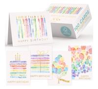 VNS Creations 100 Pack 4x6 Happy Birthday Cards Bulk with Envelopes & Stickers - Boxed, Blank Inside, Variety, Office Party - Assorted Birthday Greeting Note Cards Assortment Box for Kids & Adults