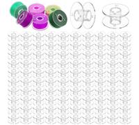Confezione da 100 bobine da cucito in plastica trasparente classe 15, compatibili con macchine Singer/Brother, Janome SA156, bobine di polistirolo, bobine da cucito di dimensioni standard per