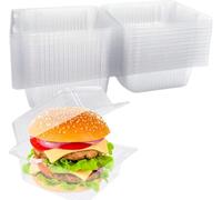 Confezione da 100 contenitori da asporto in plastica trasparente, riutilizzabili, con coperchio trasparente, contenitori quadrati da 12,7 cm, per dessert, panini, insalata, torte, biscotti