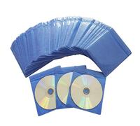 Confezione da 100 custodie per CD DVD di alta qualità, in materiale non tessuto spesso a doppia faccia in plastica per raccoglitori per CD e DVD (blu)