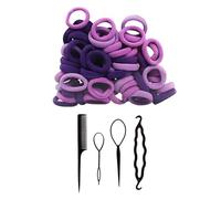 Confezione Da 100 Elastici Per Capelli Viola E 4 Bigodini Neri, Accessori Per Capelli, Elastici Per Capelli Elastici, Semplici Elastici Per Capelli, Strumenti Per Fissare I Capelli