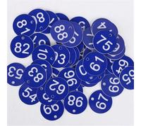 Confezione da 100 etichette con numeri sequenziali in plastica multicolore rotonde da 3,5 cm for giardino, palestra, scuola(Blue)