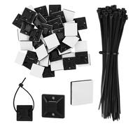 Confezione da 100 fascette autoadesive con cuscinetti adesivi multiuso (fascette in nylon nero, lunghezza 150 mm, larghezza 18 mm), per casa e ufficio