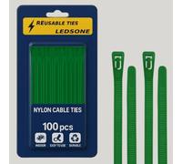 Confezione da 100 fascette riutilizzabili in nylon verde, resistenti, grandi, rilasciabili, in plastica spessa (verde, 150 x 3,6 mm)