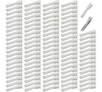 Confezione da 100 fermagli per capelli a coccodrillo in metallo color argento, 40 mm, per acconciature e acconciature fai da te, per donne e ragazze