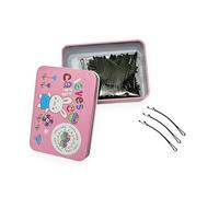 Confezione da 100 forcine per capelli ricurve nere, eleganti forcine antiscivolo per acconciature precise e tenuta quotidiana, adatte per donne, ragazze e adolescenti, 5,6 cm, con scatola di latta