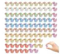 Confezione da 100 mini anatre in resina glitterata, piccole anatre da nascondere, piccole anatre in plastica, confezione da 100 per casa, giardino, stanza delle bambole, decorazione fai da te (6