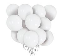 Confezione da 100 palloncini bianchi in lattice spesso da 30,5 cm, con 2 rotoli di nastro per palloncini, decorazioni romantiche per feste, compleanni, matrimoni, fidanzamenti, baby shower, festival,
