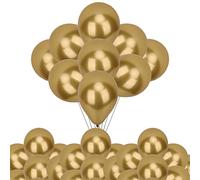 Confezione da 100 palloncini dorati cromati metallizzati - Palloncini in lattice lucido da 12,7 cm per feste, matrimoni, compleanni, baby shower, Natale ed eventi