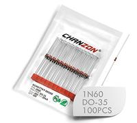(Confezione da 100 pezzi) Chanzon 1N60 Diodi raddrizzatori a barriera Schottky 30 mA 40 V DO-35 (DO-204AH) Assiale IN60 30 mA 40 Volt Diodo di commutazione piccolo segnale per TV AM Radio FM