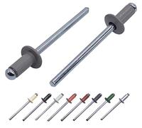 (Confezione da 100 pezzi) Rivetti ciechi verniciati 3,2 x 8 mm, testa a cupola, DIN 7337, rivetto in alluminio e mandrino in acciaio, rivetti pop (100, grigio polvere RAL 7037)