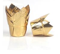 Confezione da 100 pirottini dorati per cupcake, in alluminio, pirottini per muffin, grandi pirottini per cupcake, carta oleata, per cucina, panetteria, feste (oro)