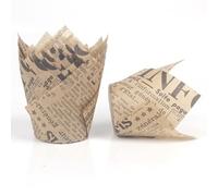 Confezione da 100 pirottini grandi per cupcake a forma di tulipano, in carta pergamena naturale, per pasticceria, feste, matrimoni e cucina (naturale)