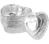 Confezione da 100 pirottini in alluminio a forma di cuore, riutilizzabili, per torte, barbecue, feste di nozze