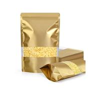 Confezione da 100 sacchetti a prova di odore, 16 x 23,9 cm, richiudibili, con finestra opaca, sacchetti sigillabili per imballaggi (oro)