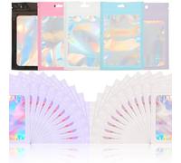 Confezione da 100 sacchetti con chiusura a scatto, sacchetti in Mylar per alimenti, autoadesivi, sacchetti richiudibili con cerniera, per la conservazione e il confezionamento di alimenti, multicolore