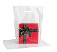 Confezione da 100 sacchetti di plastica trasparente con manici, 30,5 x 38,1 cm, spessi 1,75 mm, per boutique, negozio di abbigliamento, negozi di regali, borse per la spesa trasparenti per piccole