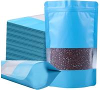 Confezione da 100 sacchetti in Mylar a prova di odore, richiudibili, con finestra opaca, ermetici per alimenti, per snack, caffè, spezie, 12 x 20 cm, in alluminio anti odore