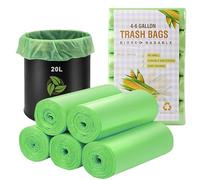 Confezione da 100 sacchetti per rifiuti organici da 20 litri, sacchetti per rifiuti organici compostabili, 4-6 galloni, materiale spesso riciclabile, biodegradabile, compostabile, 50 x 60 cm (Verde)