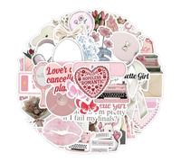 Confezione Da 100 Stickers, Stickers Aesthetic Adesivi Impermeabili In Pvc Rosa (4-6 Cm)
