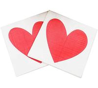 Confezione da 100 tovaglioli usa e getta stampati a forma di cuore, per feste, per San Valentino, anniversario di matrimonio, forniture - Cuore rosso