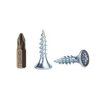 Confezione da 1000 viti per legno in acciaio zincato, 2,5 x 10 mm, viti con testa Pozi-Drive, elementi di fissaggio, viti a testa svasata, viti per truciolato (1000)