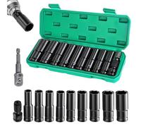 Confezione Da 11 Dadi Per Avvitatore A Percussione, Set Di Strumenti Di Azionamento Metrico Da 10-24 Mm, Set Di Dadi Per Avvitatore A Percussione Con 2 Adattatori Per Prese Per Riparazioni Auto