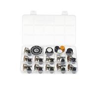 (Confezione da 11) WH148 Set di potenziometri verticali a doppia banda a 6 pin da 1K a 1M Ohm Resistori variabili Albero zigrinato da 15 mm Cappucci per manopole in lega di alluminio