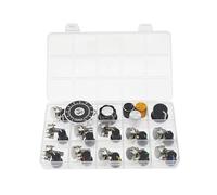 (Confezione da 11) WH148 Set di potenziometri verticali a singolo giro a 3 pin da 1K a 1M Ohm Resistori variabili Albero zigrinato da 15 mm Cappucci per manopole in lega di alluminio