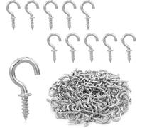 Confezione da 110 ganci a vite in acciaio inox M1.9/20 mm, ganci placcati in nichel per viti, ganci piccoli, ganci da parete, ganci da parete, ganci per coppa, ganci per occhi, ganci in metallo, per