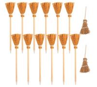 Confezione Da 12 Bastoncini Di Scopa E 2 Pezzi Di Forcine Per Scopa Simulate, Penne Dalla Forma Creativa, Bastoncini Di Scopa In Legno, Interessanti Penne Per Bambini