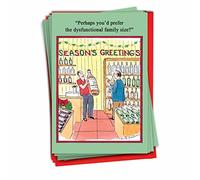 Confezione da 12 biglietti di auguri natalizi con scritta "Dysfunctional Family".