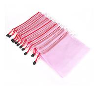 Confezione da 12 buste in rete con cerniera A5, buste per documenti in rete con cerniera, cartelle in plastica per Express, mappe, certificati, 9,45×6,89 pollici (Rossa)