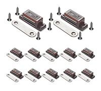 Confezione da 12 calamite magnetiche per porta per cucina, bagno, armadio, armadio, porta, cassetto, chiavistello, 6,8 kg viti incluse (marrone)