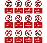 Confezione da 12 cartelli autoadesivi in vinile da 60 mm x 90 mm con acqua non potabile