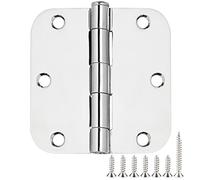 Confezione da 12 cerniere arrotondate per porte da 8,9 cm, raggio 5/8", cerniere cromate lucide per porte interne, camera da letto, casa, cerniere standard da 3 1/2 pollici, cerniere per porte in