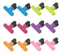 Confezione da 12 clip resistenti per sacchetti di patatine fritte, 6,3 cm, clip di tenuta colorate per la conservazione degli alimenti, ideali per snack, perfette per uso domestico e ufficio