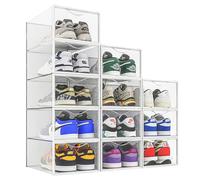 Confezione da 12 contenitori per scarpe, in plastica trasparente, impilabili, organizer per scarpe per armadio, salvaspazio, pieghevoli, per scarpe da ginnastica