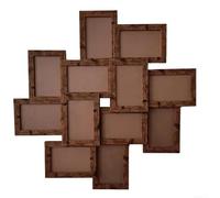 Confezione da 12 cornici per collage, 10 x 15 cm, set di cornici per foto, in vetro, facile da montare, per foto di famiglia e ricordi cari (venatura del legno di palma)