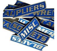 Confezione da 12 etichette magnetiche per cassetta degli attrezzi, stampate 3D, accessori generali per l'organizzazione della cassetta degli attrezzi (blu)