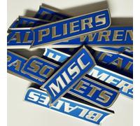 Confezione da 12 etichette magnetiche per cassetta degli attrezzi, stampate in 3D, per l'organizzazione della cassetta degli attrezzi, etichette riutilizzabili per cassette degli attrezzi in acciaio