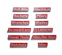 Confezione da 12 etichette magnetiche per cassetta degli attrezzi, stampate in 3D, robuste etichette per cassetti in metallo, etichette magnetiche riutilizzabili per la conservazione degli attrezzi