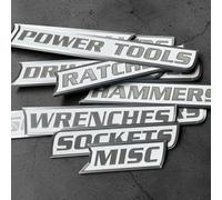 Confezione da 12 etichette magnetiche per toolboxs, 2026 New Upgrade High Magnetic Toolbox Labels, etichette per utensili con stampa 3D, accessori generali, accessori per lboxe, drawers (nero)