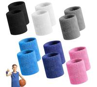 Confezione da 12 fasce per il sudore in cotone e poliestere, universali, 8,1 x 7,6 cm, colorate, facili da lavare, per tennis, basket e ginnastica
