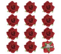 Confezione da 12 fermagli per capelli a forma di rosa, spilla da 6,5 mm, rossa