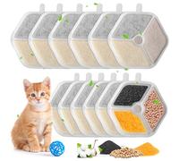 Confezione da 12 filtri per fontana d'acqua per gatti Oneisall PTM-643 wireless ultra silenziosi in acciaio inossidabile da 4 litri per fontana per gatti, filtrazione quadrupla per animali domestici